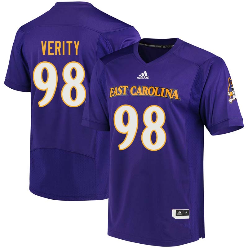 Men #98 Jake Verity East Carolina Pirates College Football Jerseys Sale-Purple
